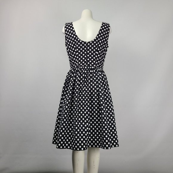 Black Polka Dot Fit & Flare Dress Size M - Picture 6 of 9